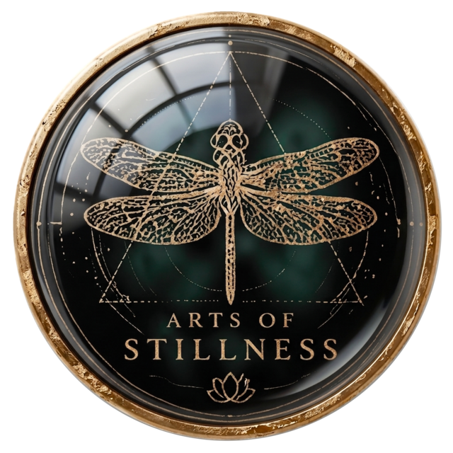 Arts of Stillness glass dragonfly logo